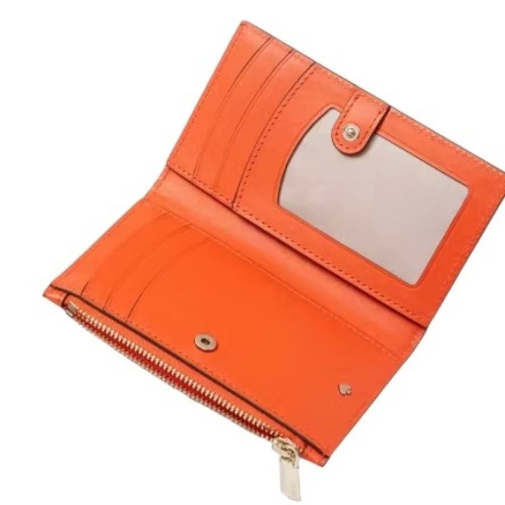 KATE SPADE ♠️ Purple elephant orange Appliqué Tiny Small Slim Bifold Wallet